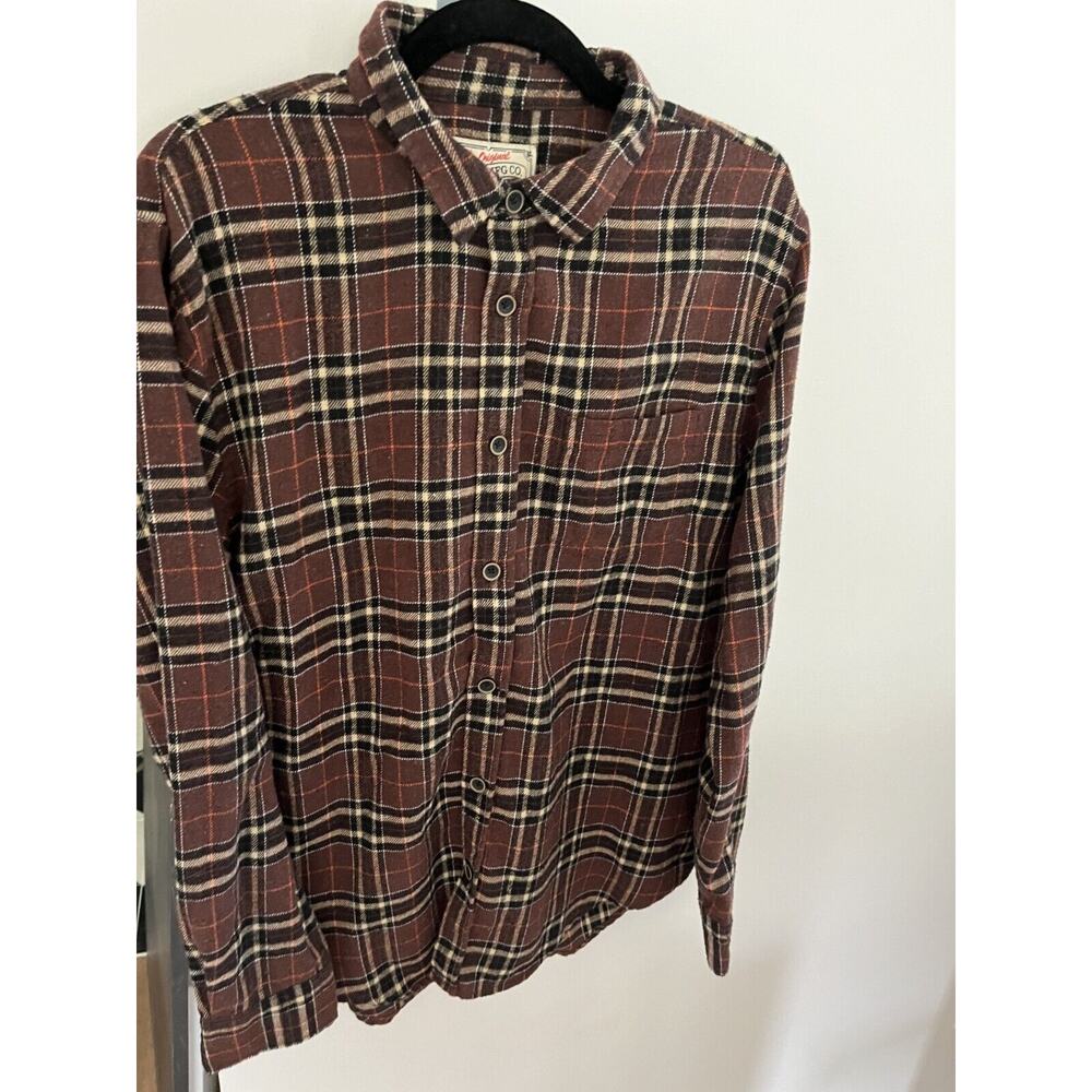 Flannel Mens Shirt L Brown Plaid Jachs MFG Co.